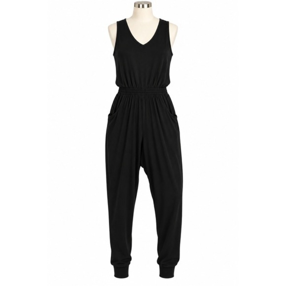 Joie Women's XL Black Sleeveless V-Neck Harem Jumpsuit Pockets NWT